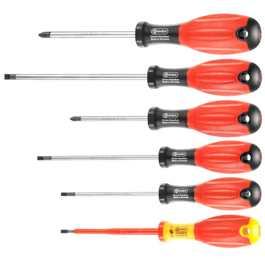 Connex schroevendraaier plat kruis set 6 delig