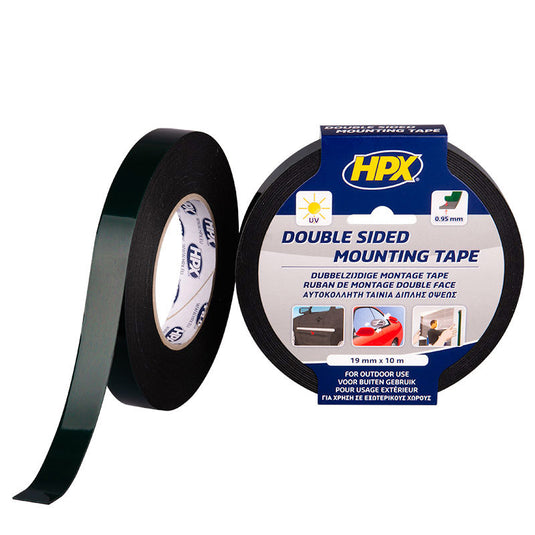 Hpx dubbelzijdig bevestigingstape zwart 19mm x 10m