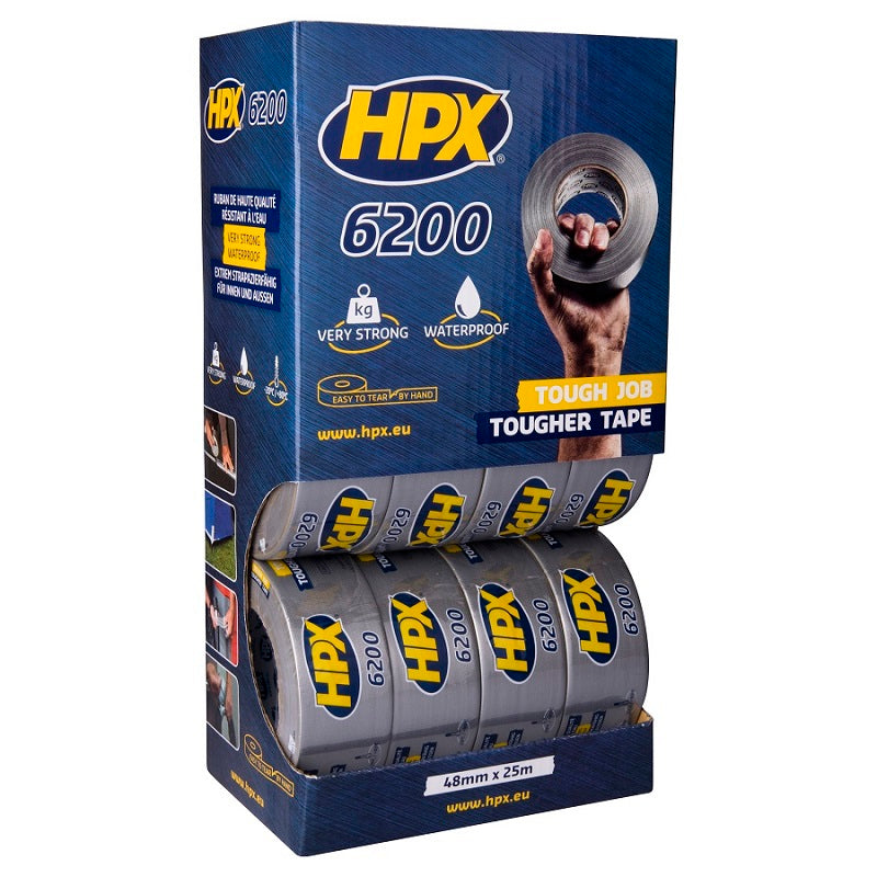 Load image into Gallery viewer, Hpx producten toonbankdisplay duct tape zilver 48mm x 25m 12xcs5025
