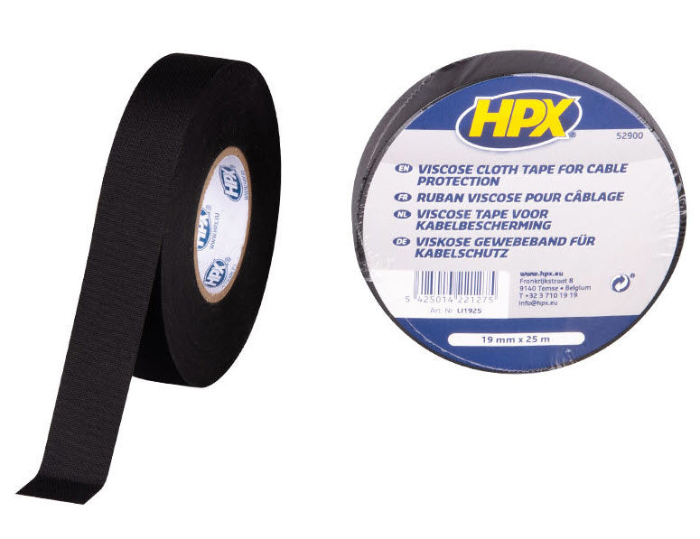 Laden Sie das Bild in Galerie -Viewer, Hpx producten kabelbeschermingstape linnen zwart 19mm 25 mtr
