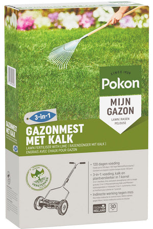 Pokon producten gazonmest met kalk 3 in 1 voor 30m2 2kg