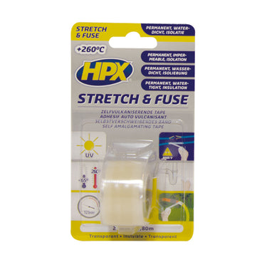Hpx producten stretch fuse reparatietape silicone transparant 25mm x1 80m