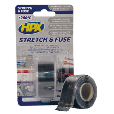 Hpx producten stretch fuse reparatietape silicone zwart 25mm x 3m
