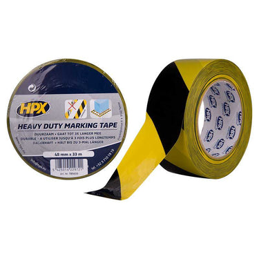 Hpx producten zelfklevende afzettape heavy duty geel zwart 48mm x 33m