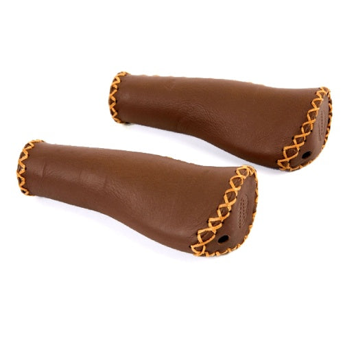 ギャラリービューアに画像をロードする, Velo Ergo Leather Handlebar Grips, 135 135mm, Dark Brown
