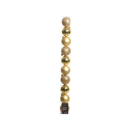 Decoris kerstballen licht goud van kunststof dia 6 cm 10-delig