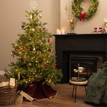 Decoris onbreekbaar kerstballenset 59 assorti ballen met 1 piek pine green ossenbloed lichtgouden parel