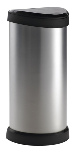 Curver decobin touch bin 40 liter zilver zwart 28x35xh68cm