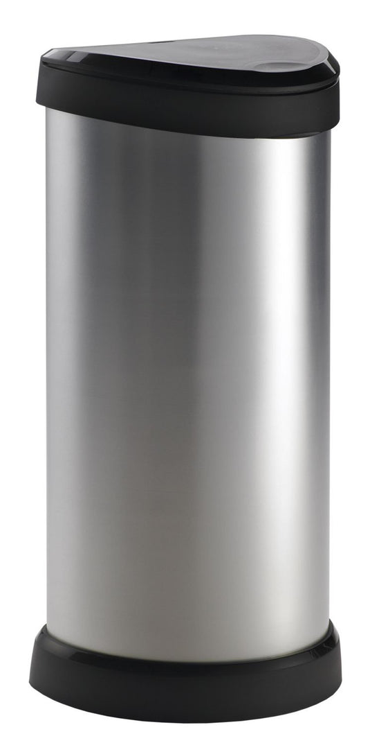 Curver decobin 40l push zilver zwart