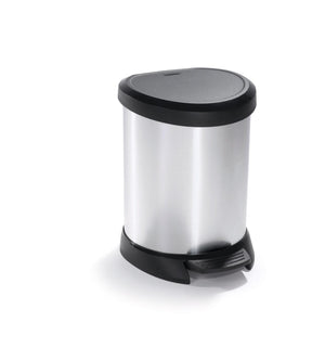 Curver decobin rond pedaalemmer 5 liter zilver zwart 25x21xh28