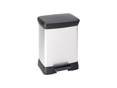 Curver decobin rechthoek pedaalemmer 30 liter zilver zwart 59x39x29cm