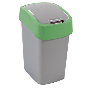 Curver pacific flip bin afvalbak 45l zilver groen kunststof