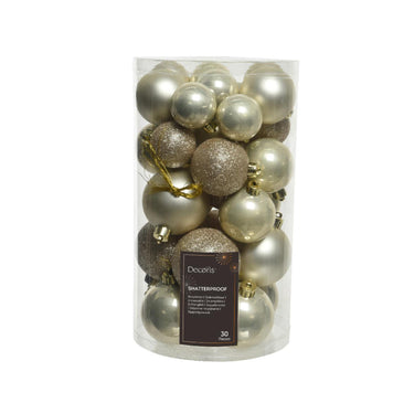Decoris kerstballen kunststof licht goud mix van afwerkingen 30-delig