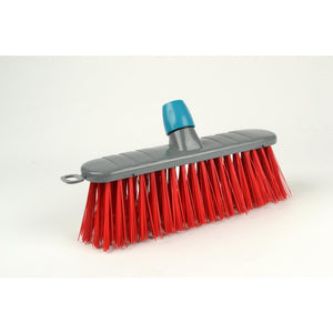Linea straatveger rood haar 32cm kunststof met steelhouder