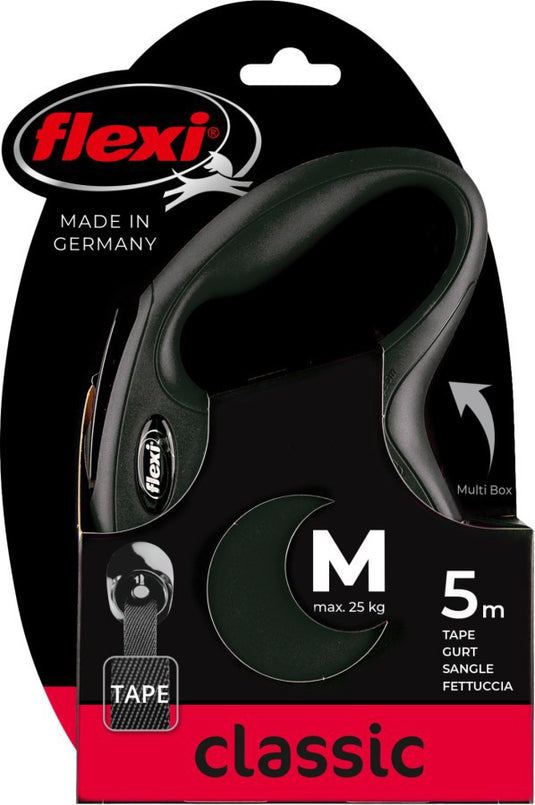 Flexi producten rollijn new classic band zwart m5 meter tot 25kg