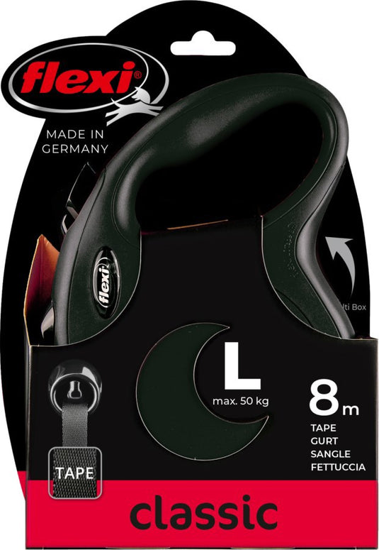 Flexi producten rollijn new classic band zwart l8 meter tot 50kg