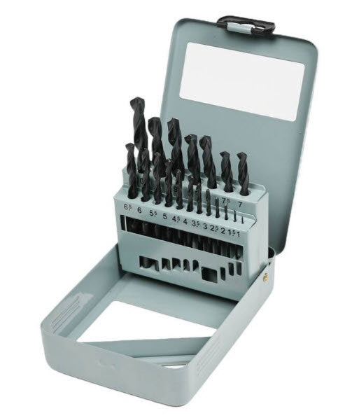 Producten boorset 19 delig hss stalen cassette