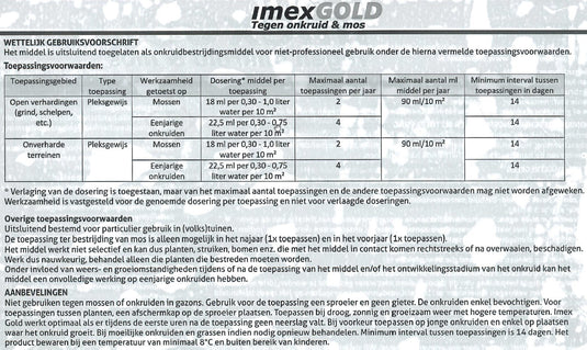 Producten imex gold tegen onkruid en mos 450ml