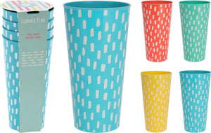 Excellent houseware bekerset 4-delig 400ml kunststof met print
