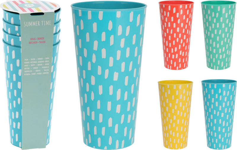 Cargue la imagen en el visor de la galería, Excellent houseware bekerset 4-delig 400ml kunststof met print
