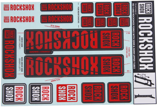 Rockshox dekor set decal set red