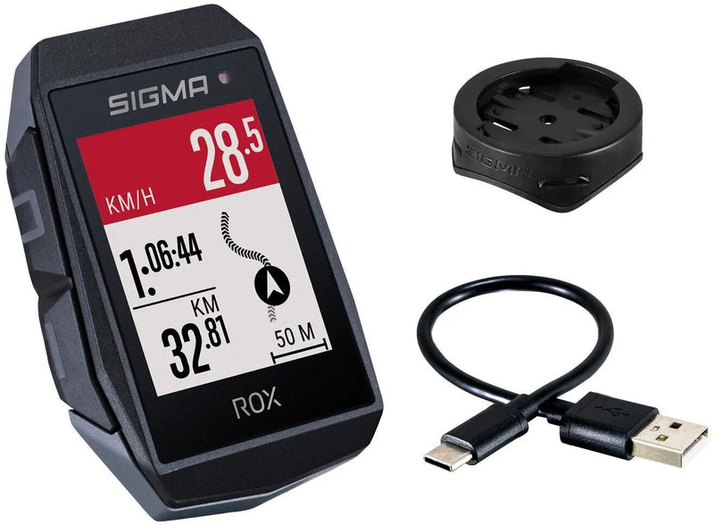 Load image into Gallery viewer, Sigma rox 11.1 evo gps zw zw standaard stuurhouder + usb-c oplaadkabel
