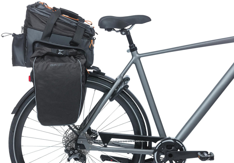 Afbeelding laden in galerijviewer, Basil gepäckträgertasche miles xl pro trunkbag miles xl pro mik 2.0 black orange
