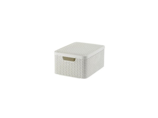 Curver style mand m met deksel rotanstyle ivoor (lxbxh 38x28x19cm)