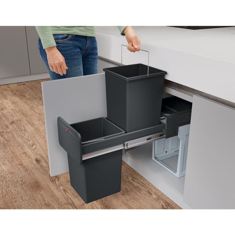Load image into Gallery viewer, Hailo Hailo 0310-100 EcoLine Design L Inbouwafvalemmer 2x14L Zwart
