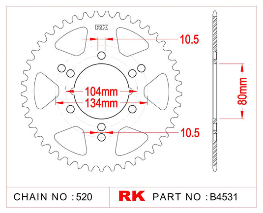 Rk chain wheel 520 40z steel silver