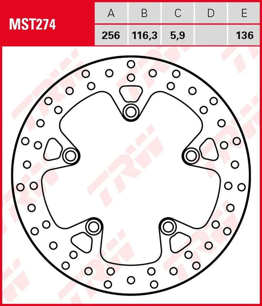 Trw bremsscheibe mst274 rotor mst274 rigid