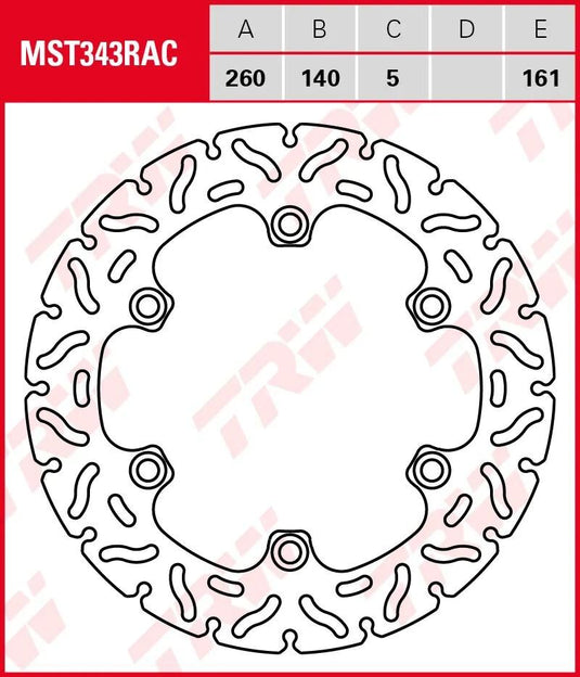 Trw bremsscheibe mst343rac rotor mst343rac rigid
