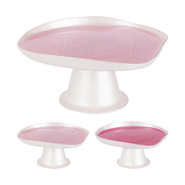Home styling taartplateau 21cm 2 assorti glitter roze donkerroze