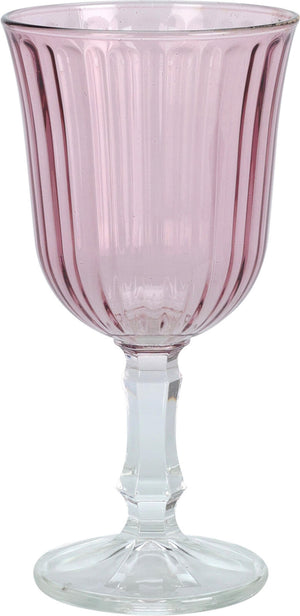 Wijnglazen roze ribbel 240ml doos a 6 glas