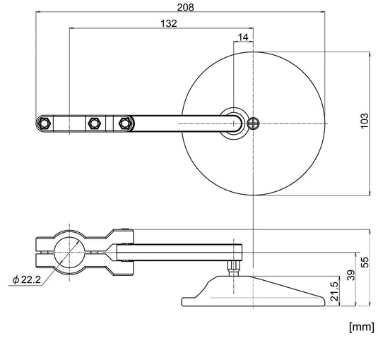 Daytona universalspiegel d-mirror-18 universal mirror round ab d 103mm sw, e-mark pcs.
