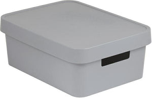Curver 233941 infinity opbergbox met deksel 45l grijs met handgrepen