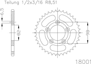 Esjot kettenrad 18001 chain wheel 43z steel silver