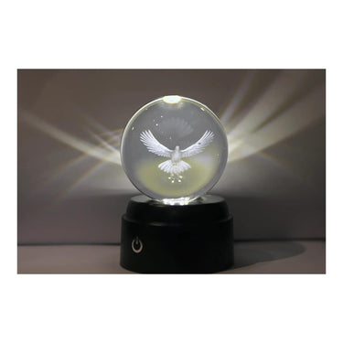 Sfeerverlichting led peace bird m usb-c kabel bol glas 8x8x12,5cm
