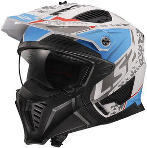 Ls2 modulaire helm of606 drifter devor helmet of606 drtifer devor xl white blue matt