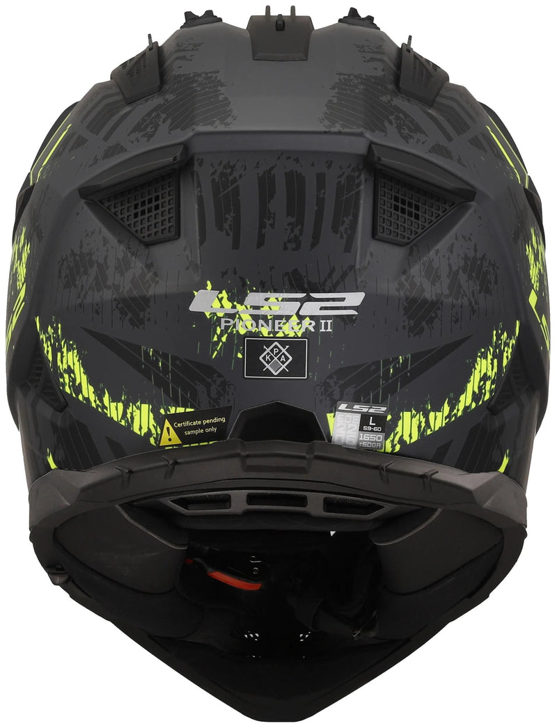 Load image into Gallery viewer, Ls2 endurohelm mx702 pioneer ii crazy helmet mx702 pioneer ii crazy m. sw ge gr. xxl
