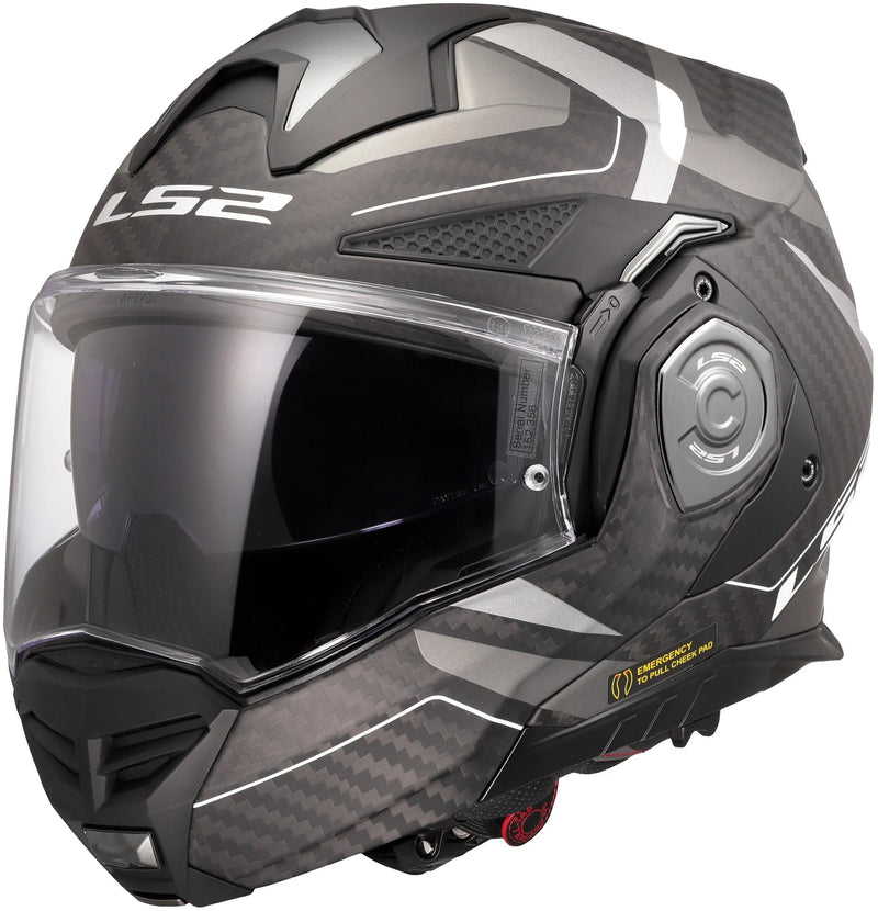 Load image into Gallery viewer, Ls2 klapphelm ff901 advant x carbon horizon helmet advant x carbo horizon silver grey matt
