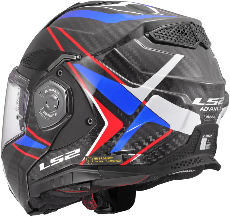 Load image into Gallery viewer, Ls2 opklaphelm ff901 advant x carbon future ii helmet advant x carbo future ii white blue xl
