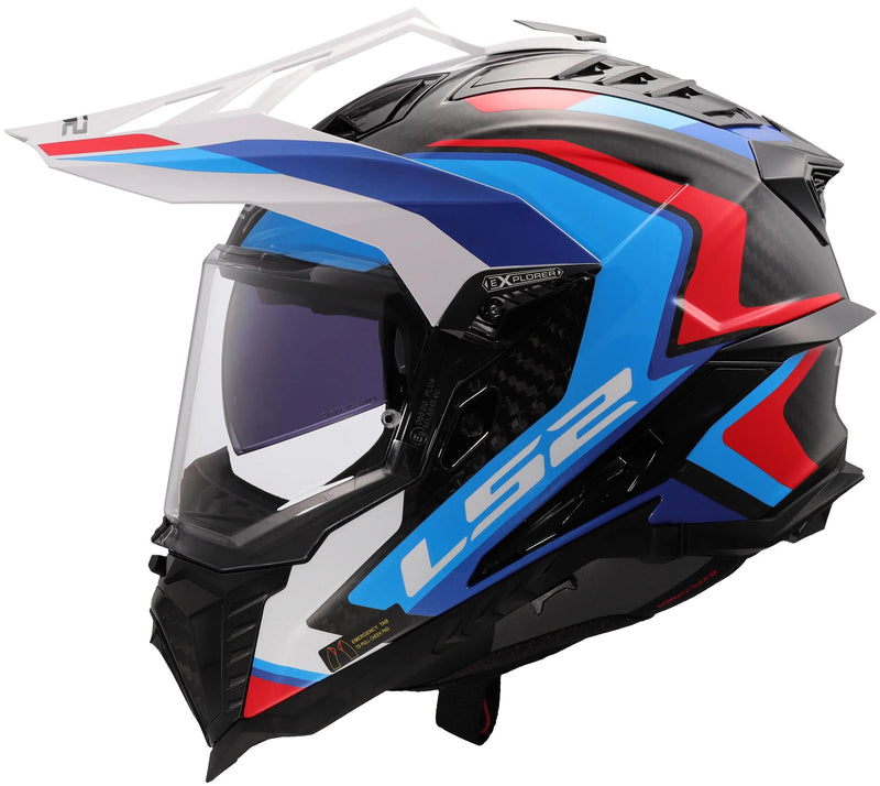 Load image into Gallery viewer, Ls2 endurohelm mx701 explorer carbon frontier ii helmet explorer carbo frontier ii white blue m
