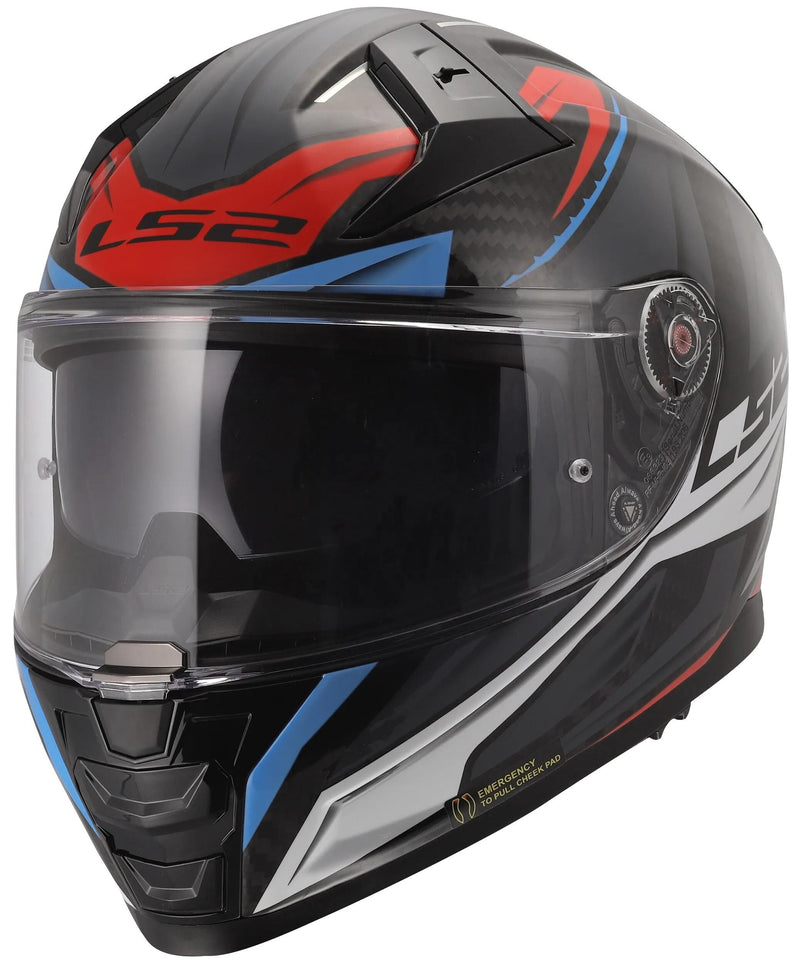 Load image into Gallery viewer, Ls2 integralhelm ff811 vector ii carbon savage helmet ff811 vector i c savage white bl red xl
