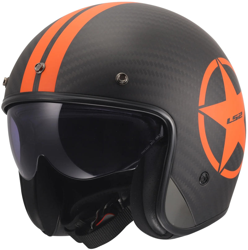 Load image into Gallery viewer, Ls2 jethelm of601 bob ii carbon star helmet of601 bob ii carbon star orange gr. s
