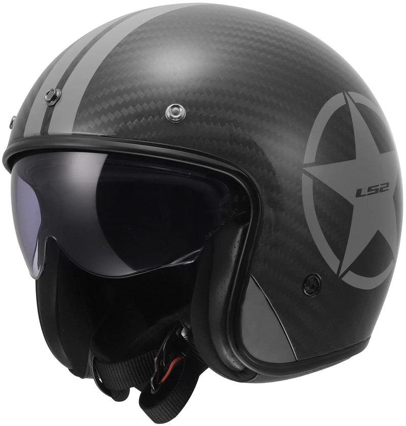 Load image into Gallery viewer, Ls2 jethelm of601 bob ii carbon star helmet of601 bob ii carbon star gray gr. s
