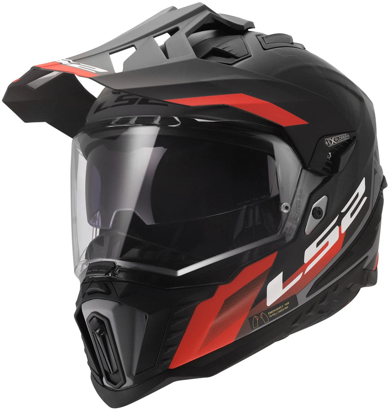 Load image into Gallery viewer, Ls2 endurohelm mx701 explorer hexa helmet mx701 explorer hexa matt black red grey
