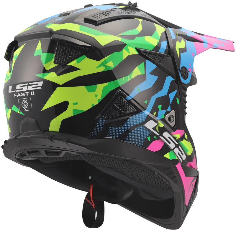 Chargez l'image dans la visionneuse de la galerie, Ls2 crosshelm mx708 fast ii grotesk helmet mx708 fast ii grotesque bl pink green s
