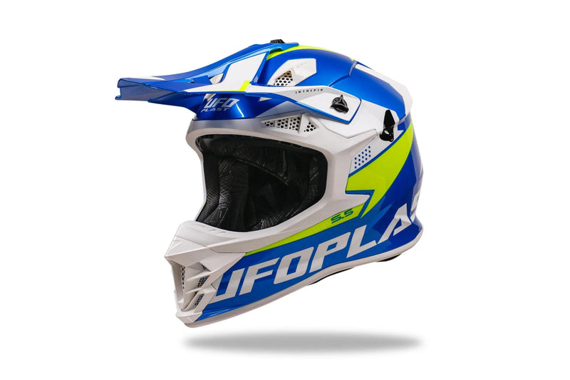 Load image into Gallery viewer, Ufo plast crosshelm intrepid helmet interpid xl blue yellow

