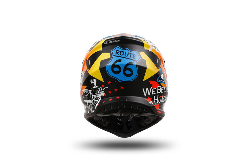 Load image into Gallery viewer, Ufo plast kinder crosshelm korey , uitneembaar helmet ufo plst korey m blue yellow
